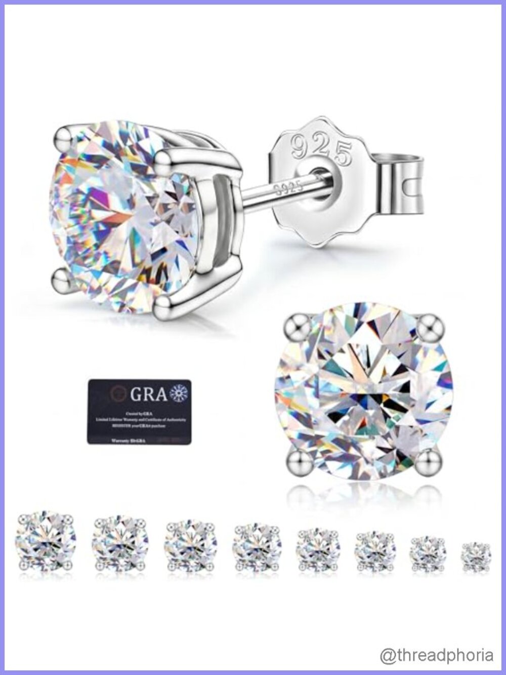 Moissanite Stud Earrings 925 Sterling Silver Diamond Earrings